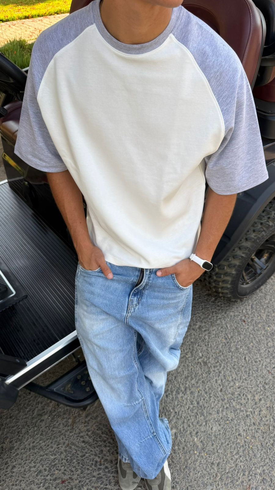 RAGLAN T-SHIRT - WHITE/LIGHT-GRAY